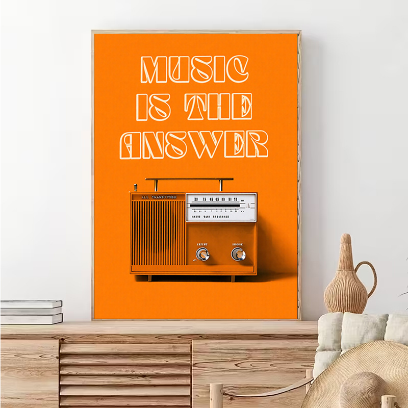 Audio Music Background Free - لوحة فنية جدارية لراديو عتيق بدون