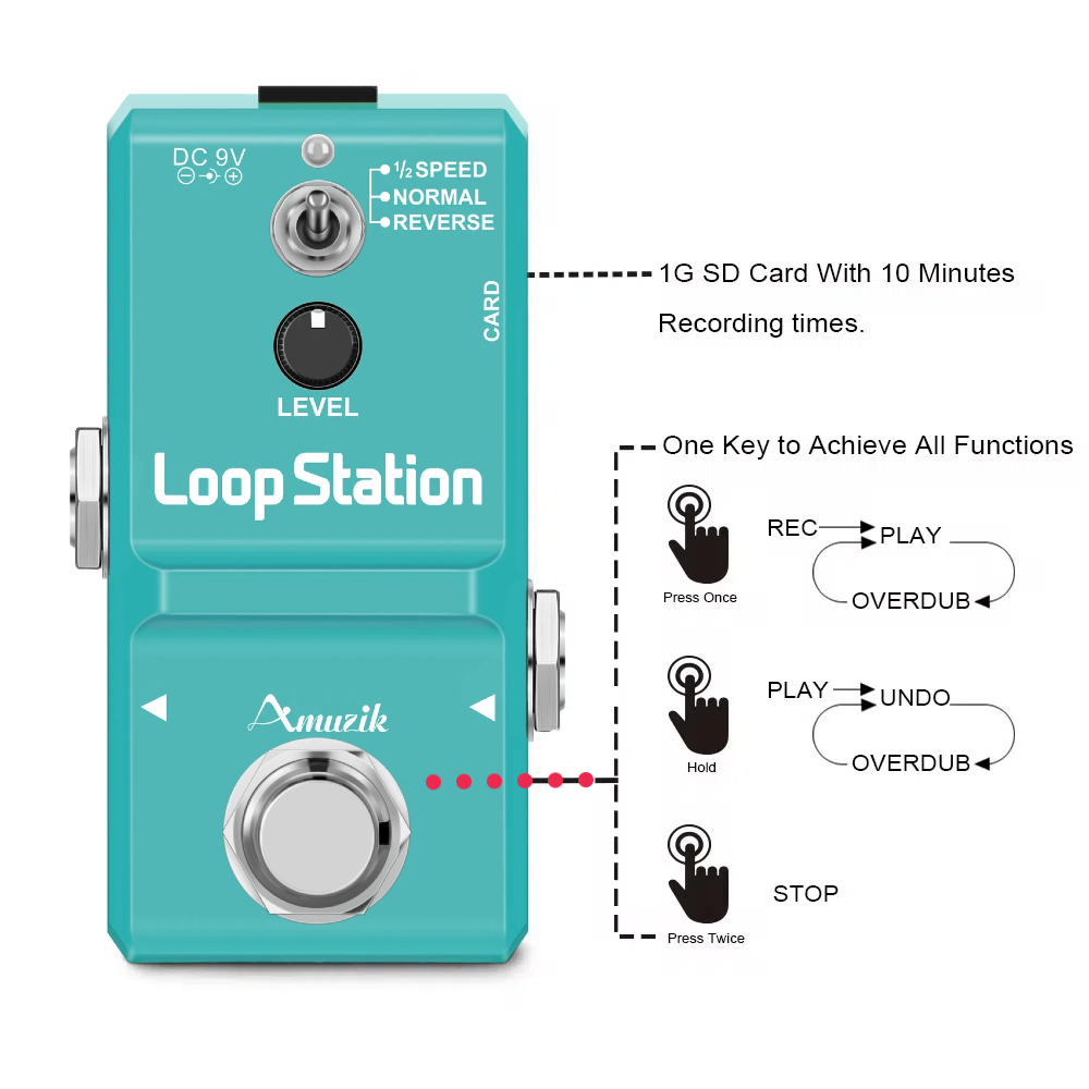 Amuzik الغيتار باس لوحة المفات - مراجعة Looper Pedal Guitar وسعره